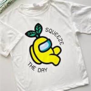 Zara Squeeze the day Among us White and Yellow Graphic T-Shirt